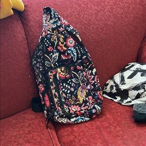 Vera Bradley Black and Pink Floral Backpack